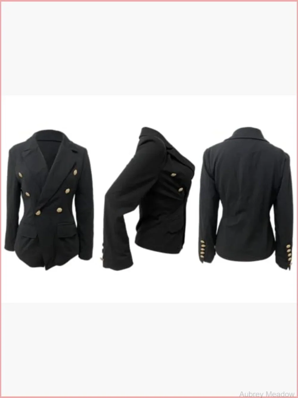 Long Sleeve Double Breasted Cropped Blazer Jacket with Pockets